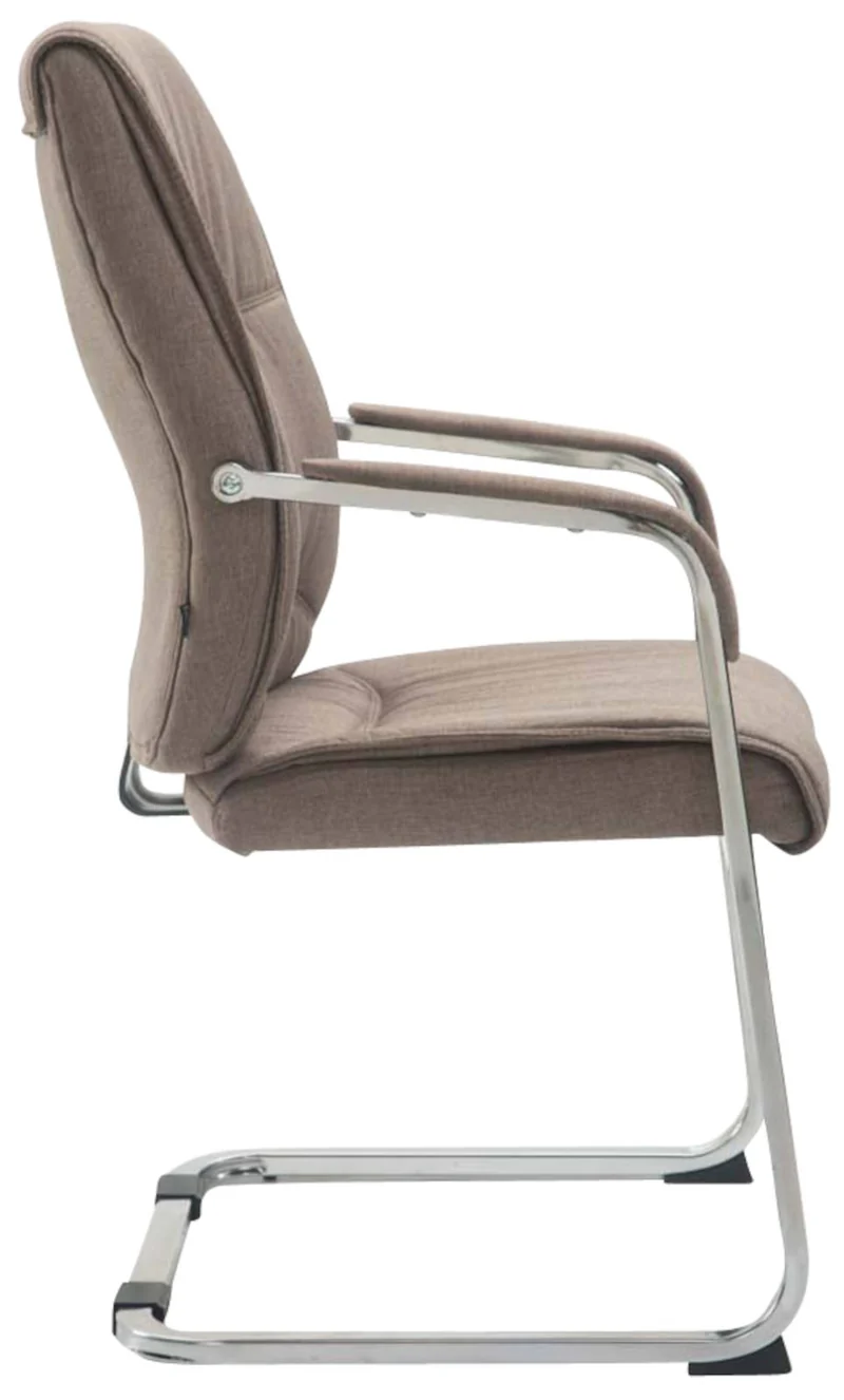 Lot de 2 chaises de bureau avec accoudoirs XXL en tissu taupe cadre en métal chromé 10_0003125