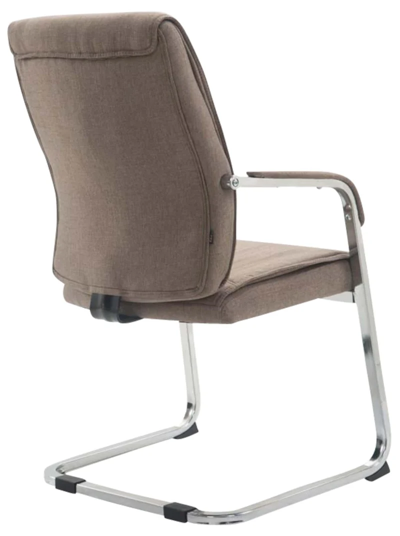 Lot de 2 chaises de bureau avec accoudoirs XXL en tissu taupe cadre en métal chromé 10_0003125