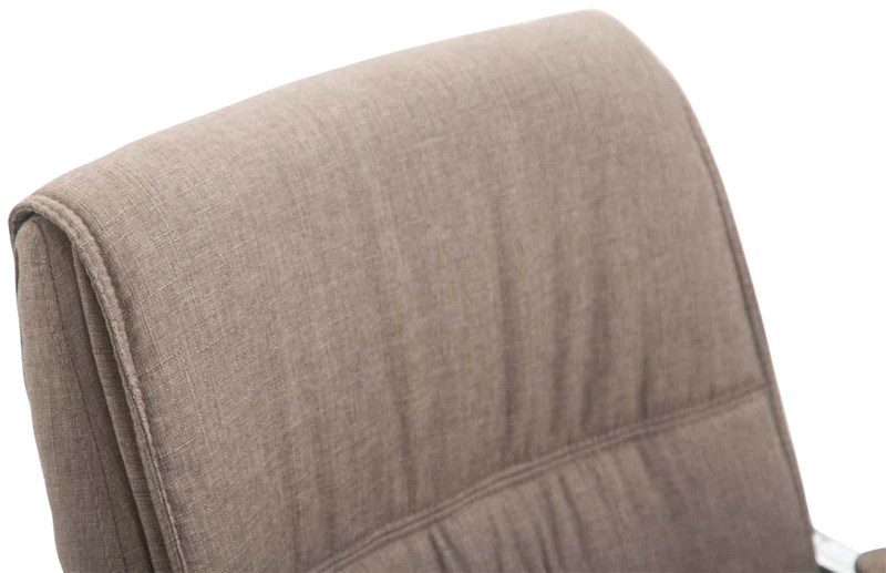 Lot de 2 chaises de bureau avec accoudoirs XXL en tissu taupe cadre en métal chromé 10_0003125