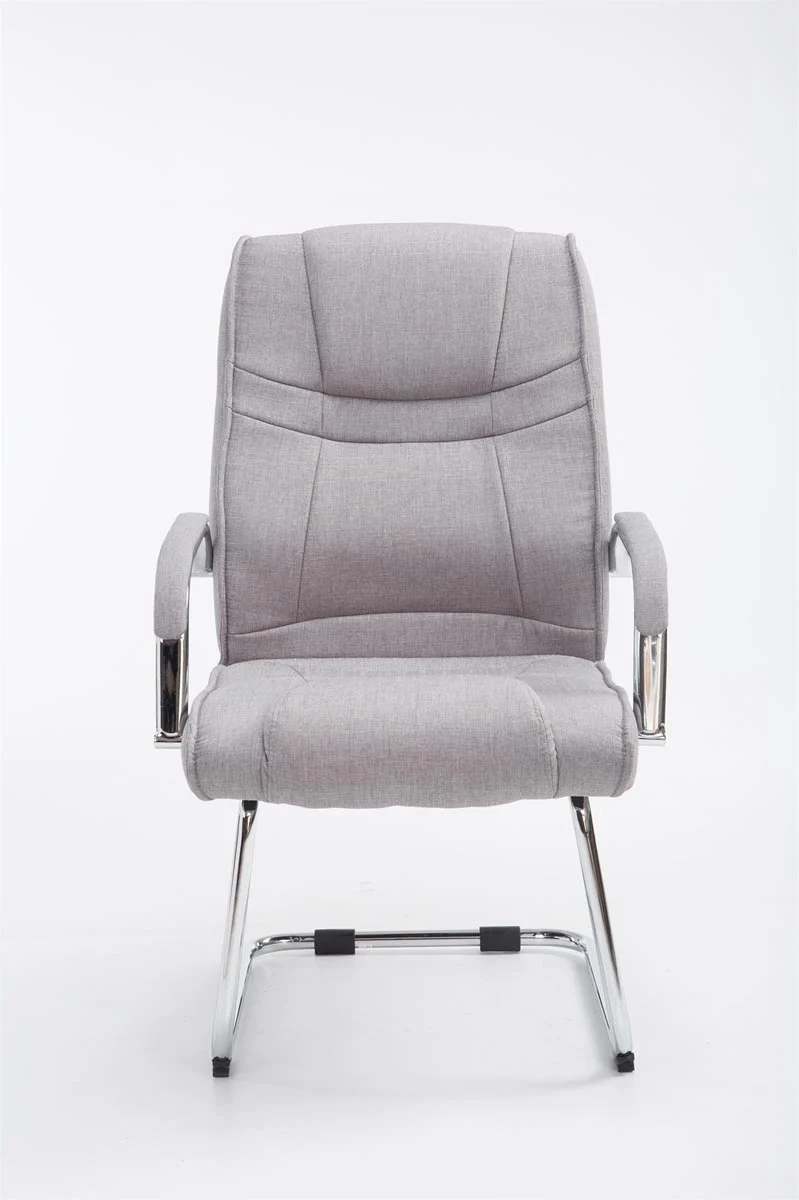 Fauteuil de bureau sans roulettes accoudoirs chaise visiteur charge maximale 180 kg en tissu gris cadre en métal BUR10719