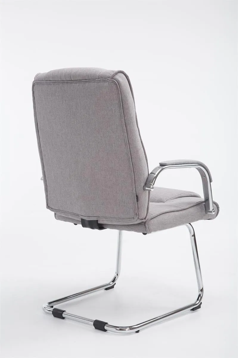 Fauteuil de bureau sans roulettes accoudoirs chaise visiteur charge maximale 180 kg en tissu gris cadre en métal BUR10719