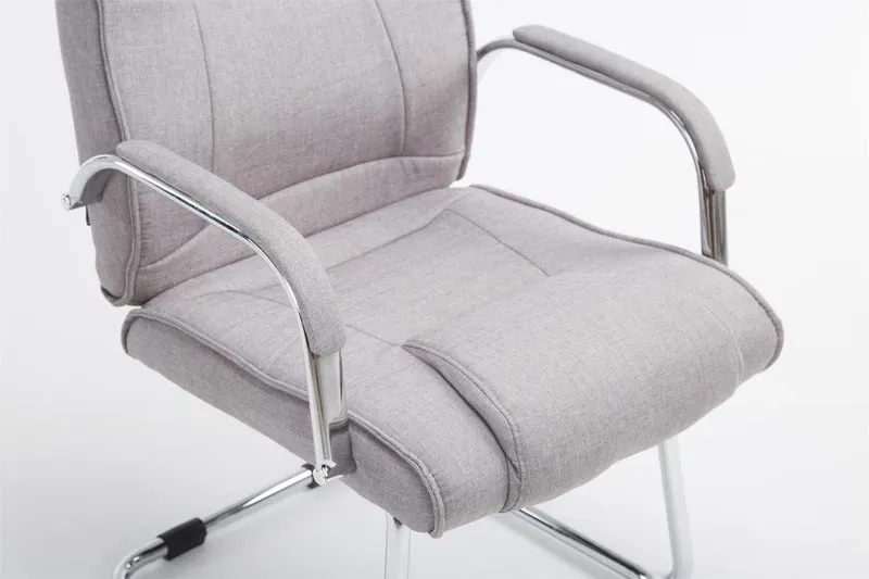 Fauteuil de bureau sans roulettes accoudoirs chaise visiteur charge maximale 180 kg en tissu gris cadre en métal BUR10719