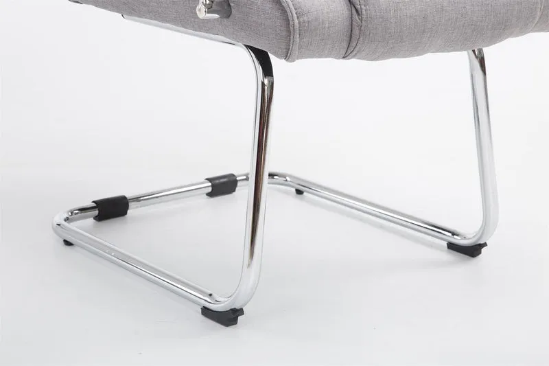 Fauteuil de bureau sans roulettes accoudoirs chaise visiteur charge maximale 180 kg en tissu gris cadre en métal BUR10719