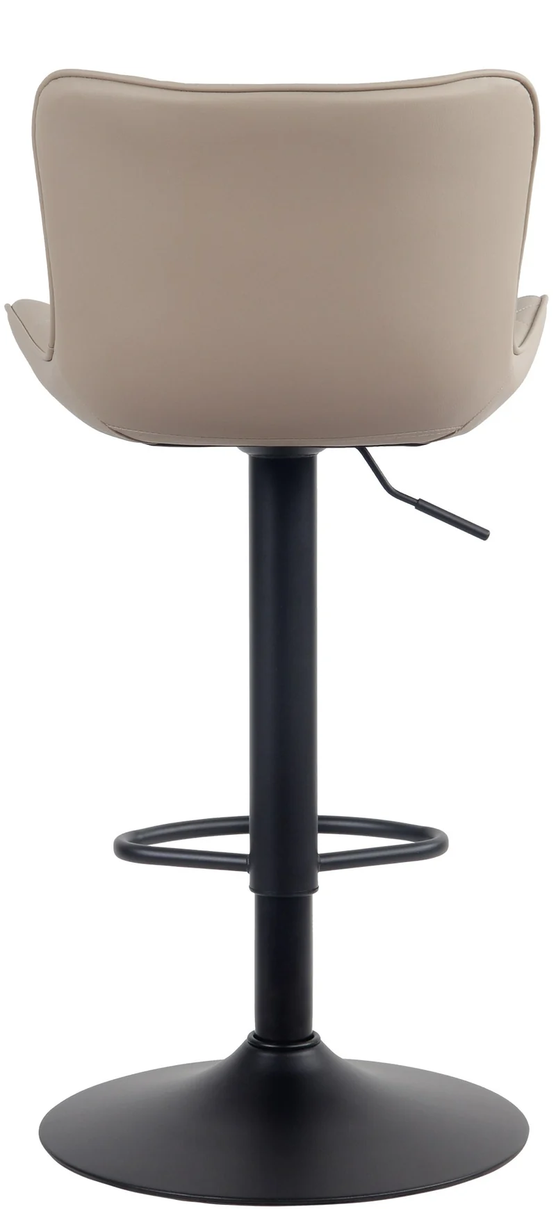 Tabouret de bar x1 coutures décoratives pied trompette hauteur réglable en métal noir assise en PVC crème 10_0004857
