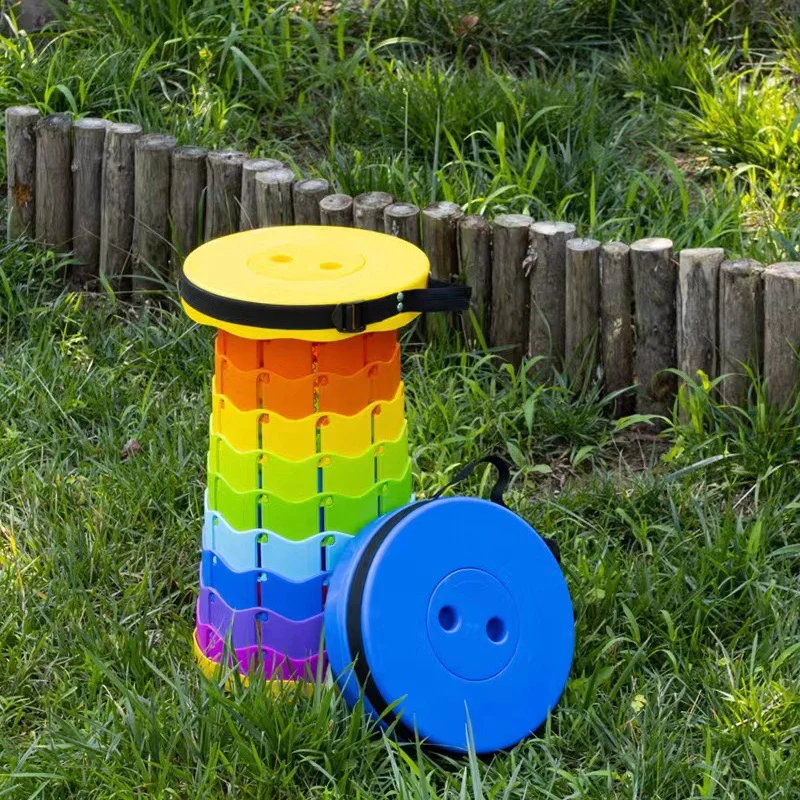 Modern Minimalist Round Colorful PP Extendable Folding Stool For Outdoor