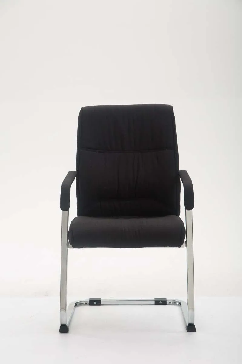 Chaise de visiteur XXL sans roulettes confortable et design en tissu noir BUR10694