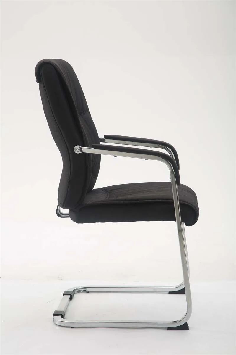 Chaise de visiteur XXL sans roulettes confortable et design en tissu noir BUR10694