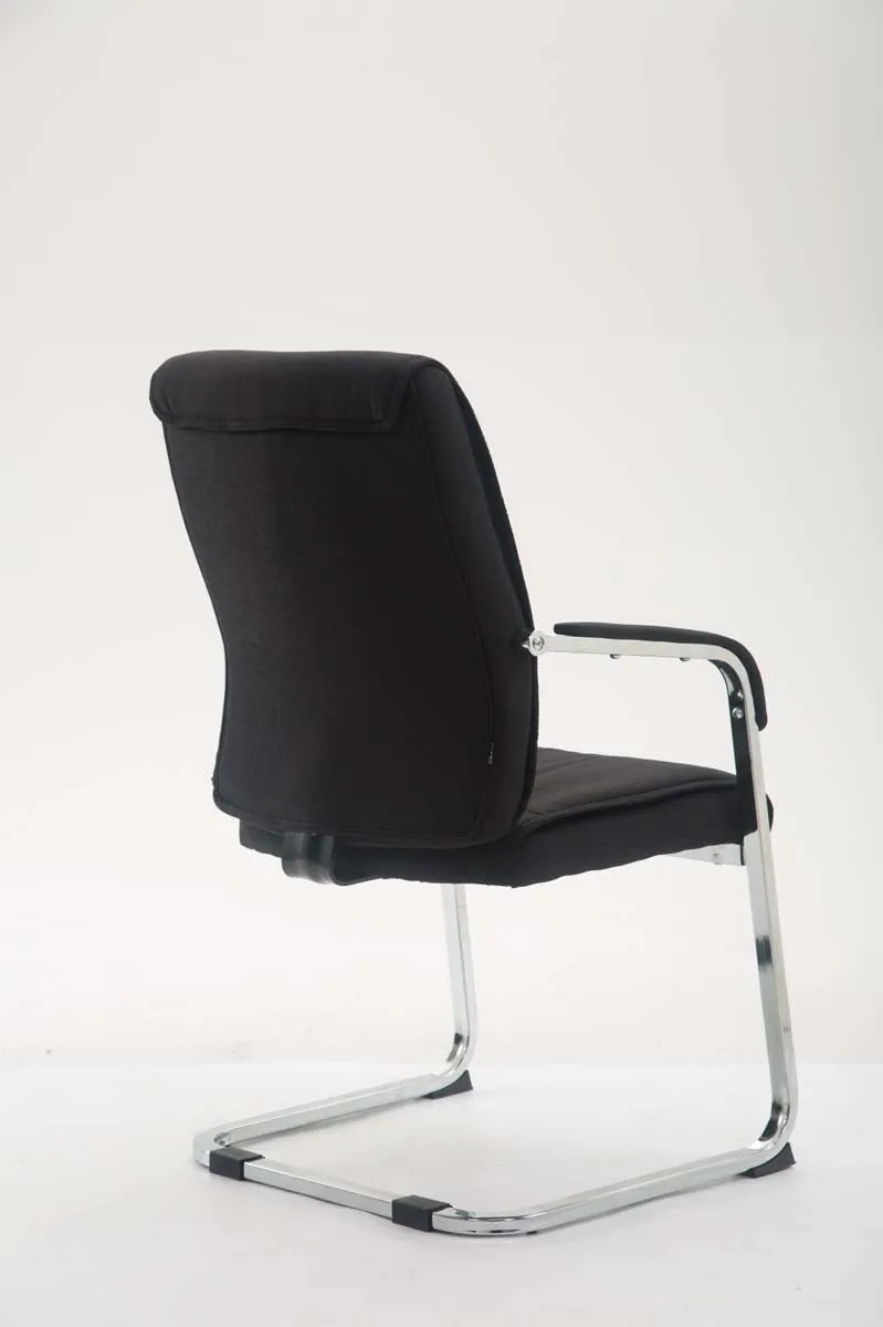 Chaise de visiteur XXL sans roulettes confortable et design en tissu noir BUR10694