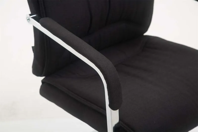 Chaise de visiteur XXL sans roulettes confortable et design en tissu noir BUR10694