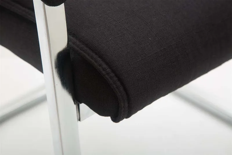Chaise de visiteur XXL sans roulettes confortable et design en tissu noir BUR10694