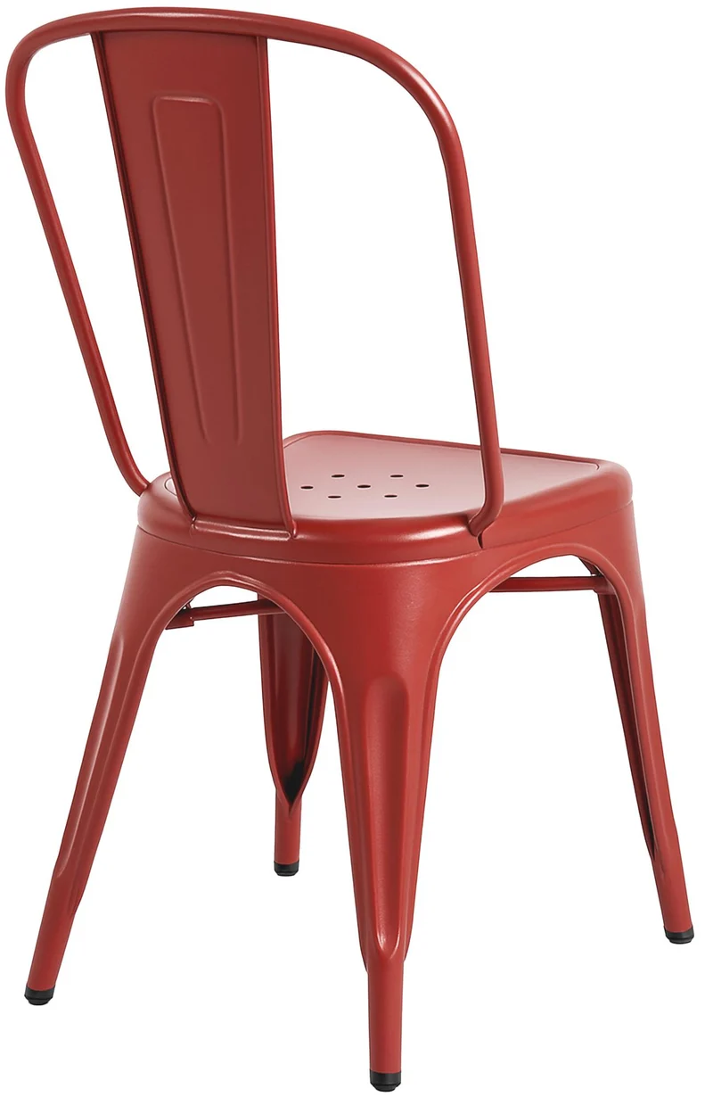 Lot de 4 chaises de salle à manger empilable avec dossier style industriel en métal rouge 10_0006171