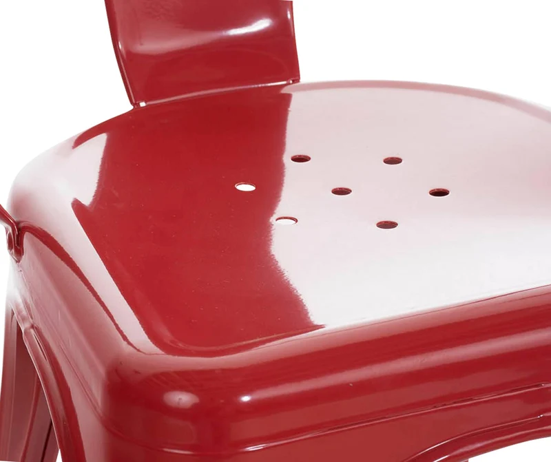 Lot de 4 chaises de salle à manger empilable avec dossier style industriel en métal rouge 10_0006171