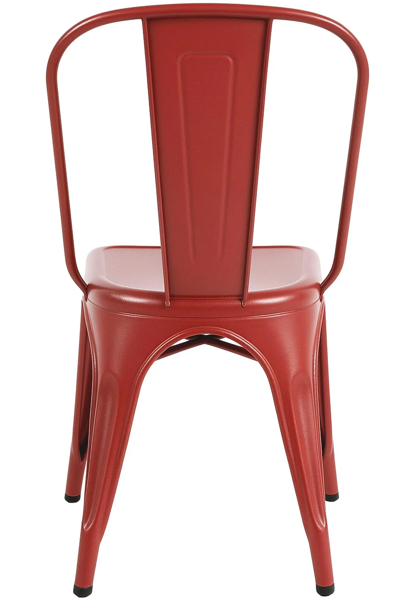 Lot de 4 chaises de salle à manger empilable avec dossier style industriel en métal rouge 10_0006171