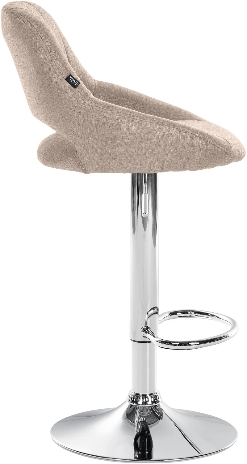 Lot de 2 tabourets de bar avec repose-pieds pivotant et réglable en tissu taupe et métal TDB10811