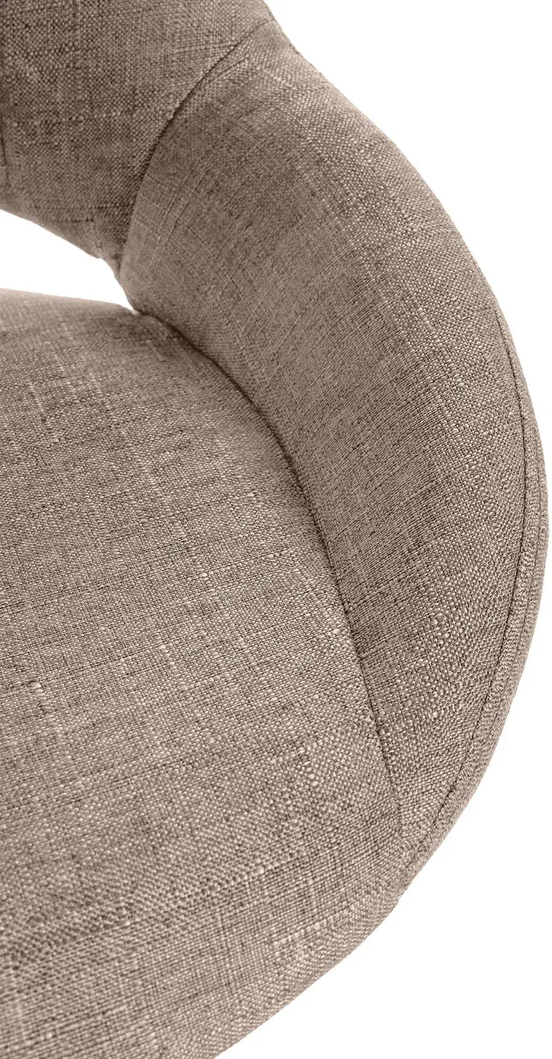 Lot de 2 tabourets de bar avec repose-pieds pivotant et réglable en tissu taupe et métal TDB10811
