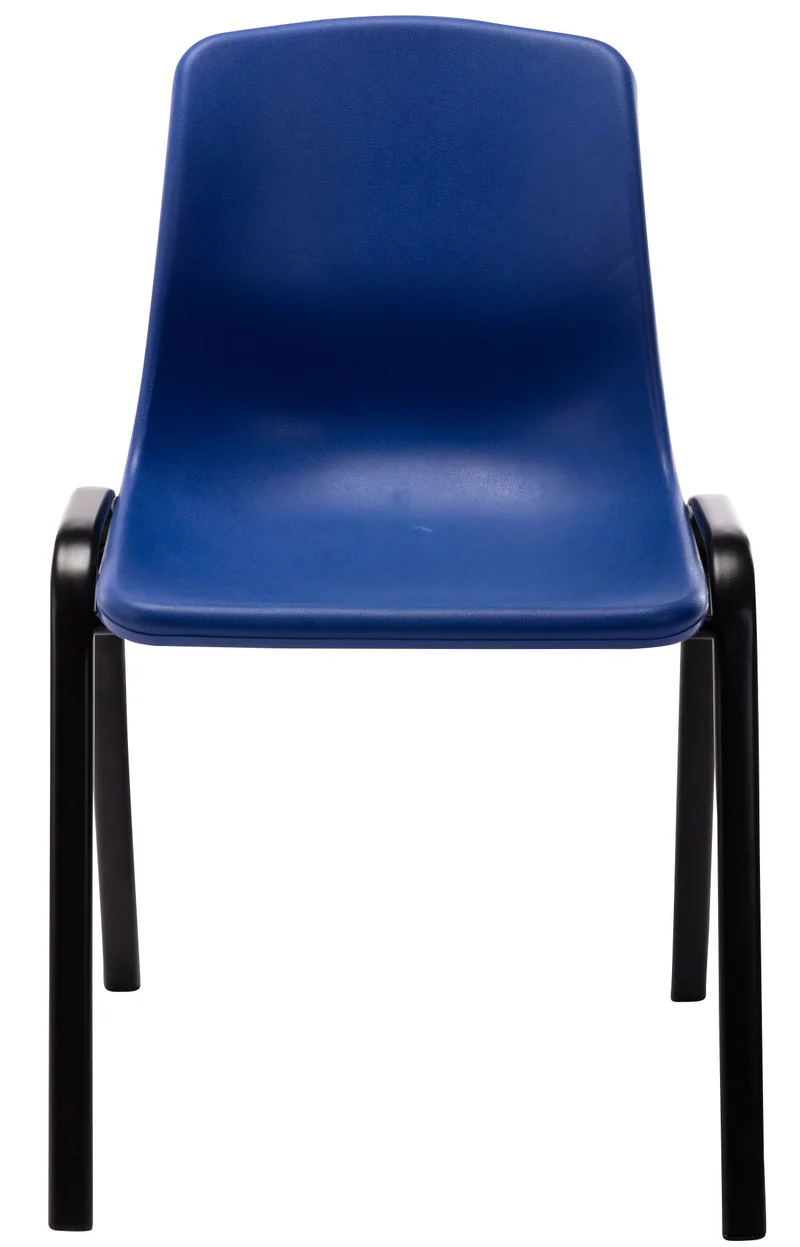 Lot de 4 chaises visiteur empilable salle d'attente en plastique bleu et métal 10_0003205