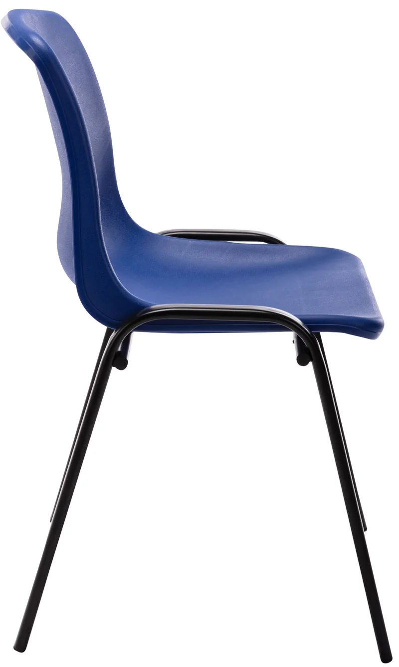 Lot de 4 chaises visiteur empilable salle d'attente en plastique bleu et métal 10_0003205