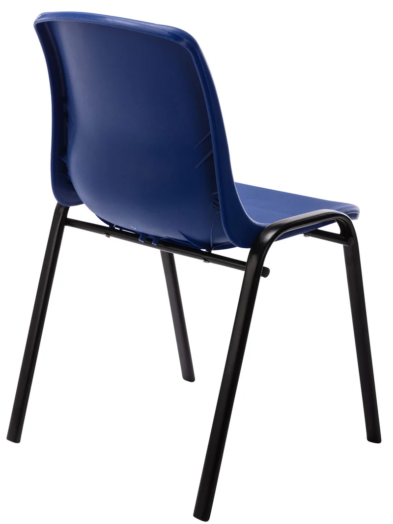 Lot de 4 chaises visiteur empilable salle d'attente en plastique bleu et métal 10_0003205