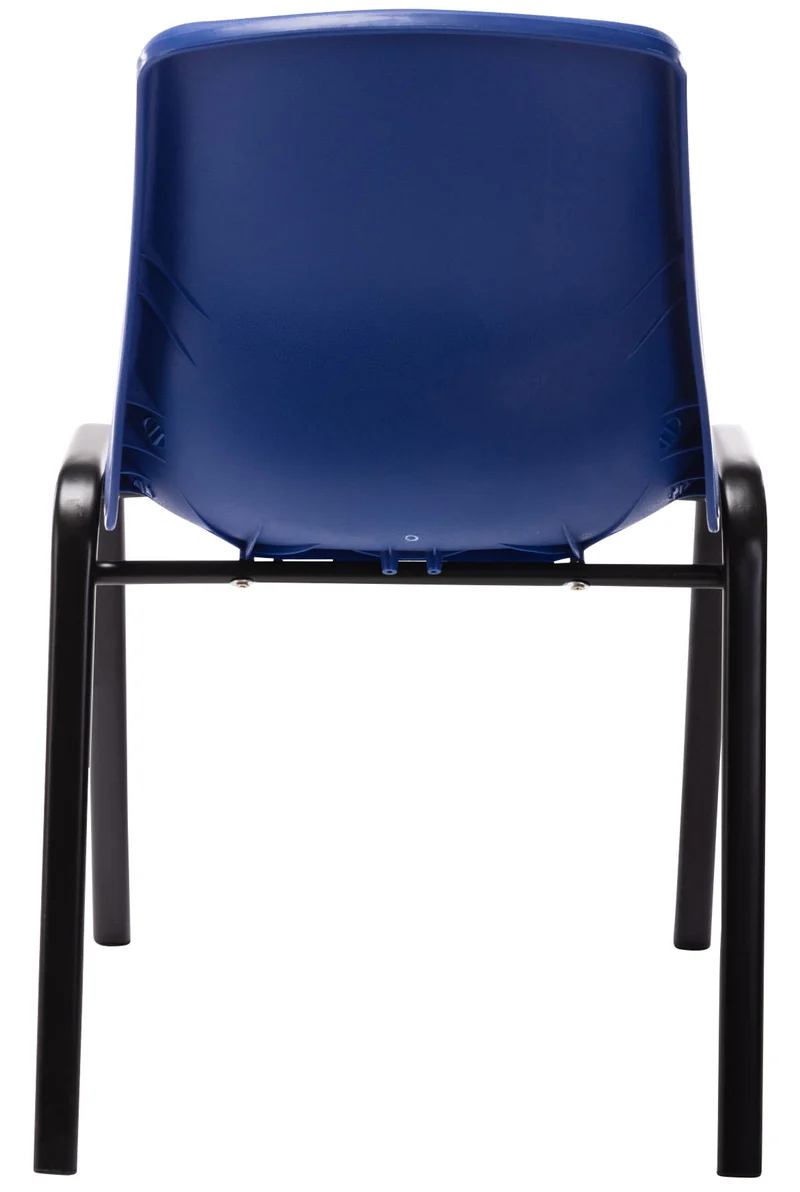 Lot de 4 chaises visiteur empilable salle d'attente en plastique bleu et métal 10_0003205