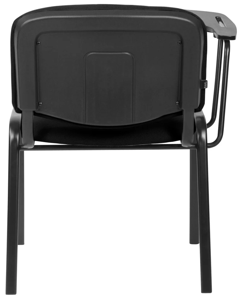 Chaise de bureau avec table rabattable assise et dossier rembourrés en tissu noir et métal noir mat BUR10708