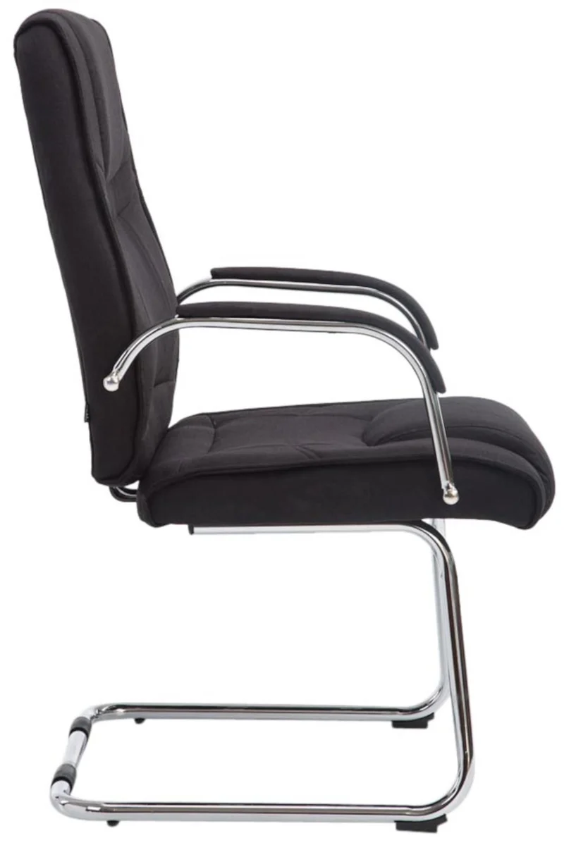 Lot de 2 fauteuils de bureau sans roulettes accoudoirs chaise visiteur charge maximale 180 kg en tissu noir cadre en métal 10_0008620