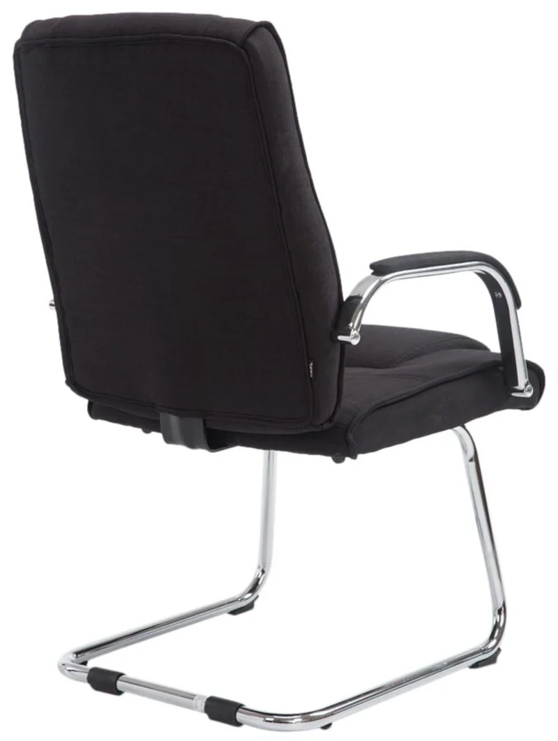 Lot de 2 fauteuils de bureau sans roulettes accoudoirs chaise visiteur charge maximale 180 kg en tissu noir cadre en métal 10_0008620