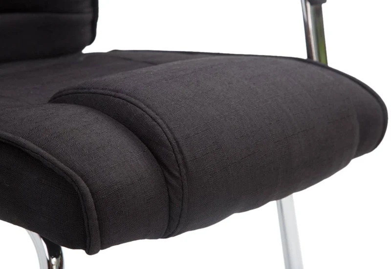 Lot de 2 fauteuils de bureau sans roulettes accoudoirs chaise visiteur charge maximale 180 kg en tissu noir cadre en métal 10_0008620