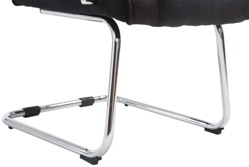 Lot de 2 fauteuils de bureau sans roulettes accoudoirs chaise visiteur charge maximale 180 kg en tissu noir cadre en métal 10_0008620
