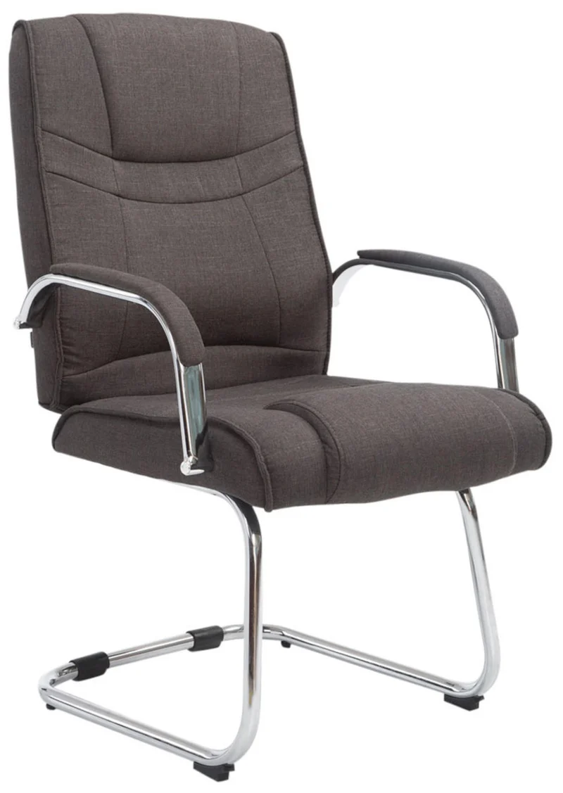 Lot de 2 fauteuils de bureau sans roulettes accoudoirs chaise visiteur charge maximale 180 kg en tissu gris foncé cadre en métal 10_0008518