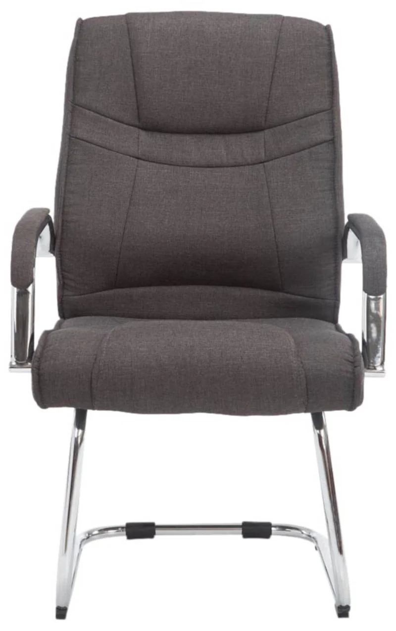Lot de 2 fauteuils de bureau sans roulettes accoudoirs chaise visiteur charge maximale 180 kg en tissu gris foncé cadre en métal 10_0008518