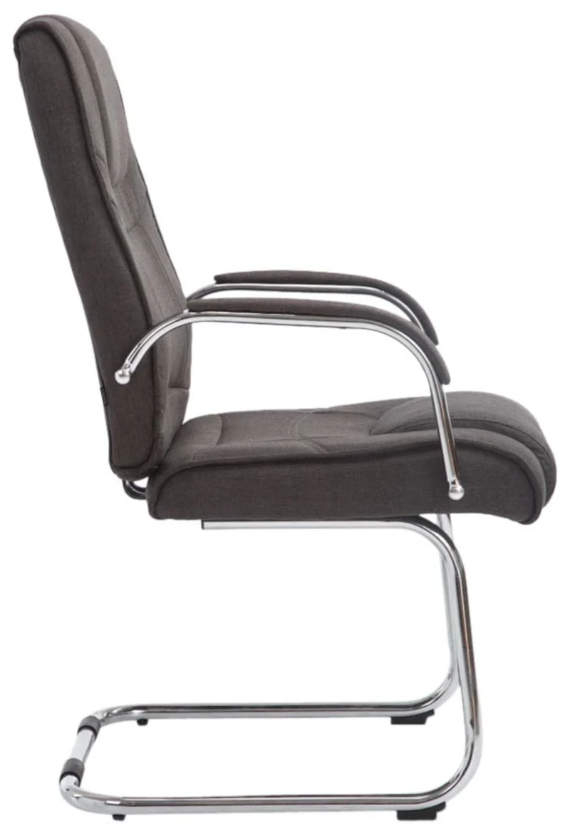 Lot de 2 fauteuils de bureau sans roulettes accoudoirs chaise visiteur charge maximale 180 kg en tissu gris foncé cadre en métal 10_0008518
