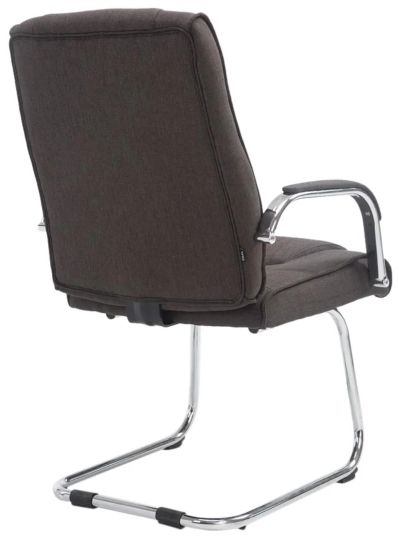 Lot de 2 fauteuils de bureau sans roulettes accoudoirs chaise visiteur charge maximale 180 kg en tissu gris foncé cadre en métal 10_0008518
