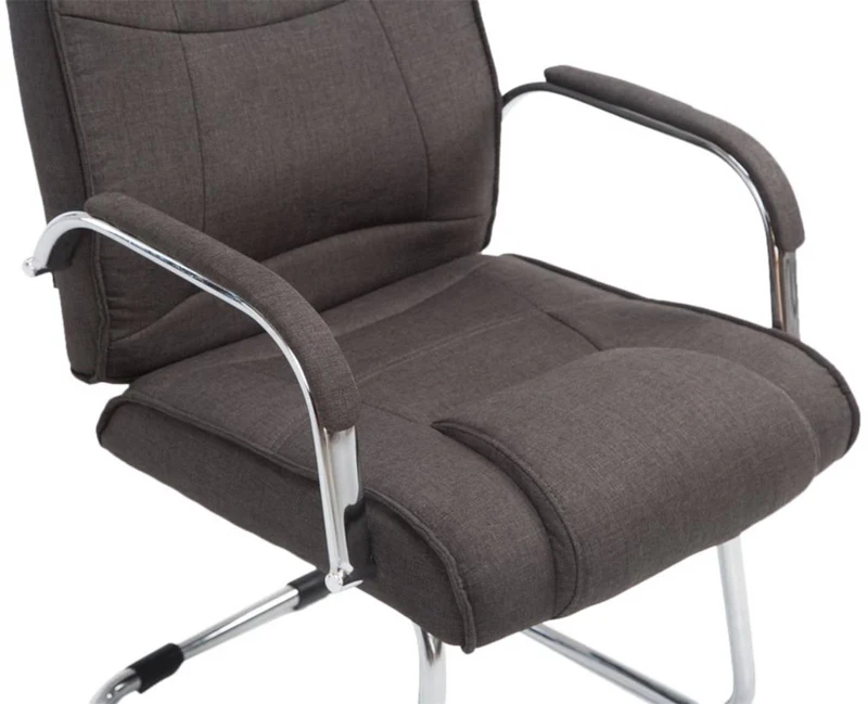 Lot de 2 fauteuils de bureau sans roulettes accoudoirs chaise visiteur charge maximale 180 kg en tissu gris foncé cadre en métal 10_0008518