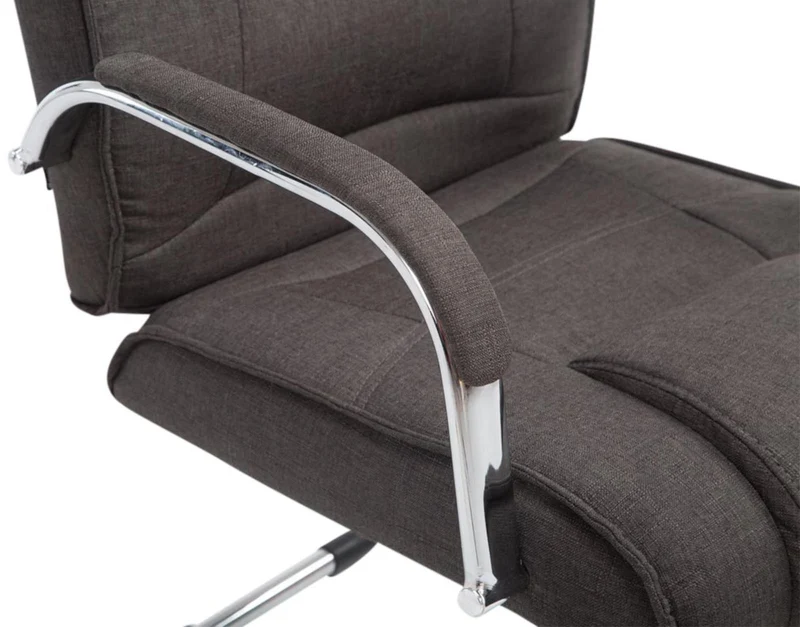 Lot de 2 fauteuils de bureau sans roulettes accoudoirs chaise visiteur charge maximale 180 kg en tissu gris foncé cadre en métal 10_0008518