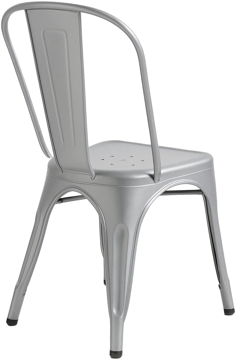 Lot de 4 chaises de salle à manger empilable avec dossier style industriel en métal argenté 10_0006870