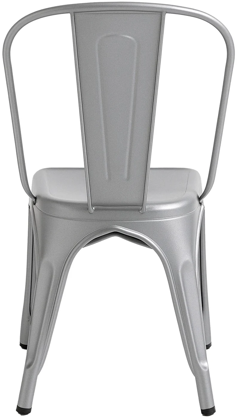 Lot de 4 chaises de salle à manger empilable avec dossier style industriel en métal argenté 10_0006870