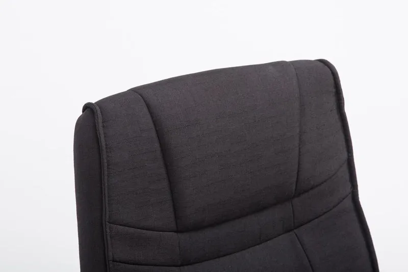 Fauteuil de bureau sans roulettes accoudoirs chaise visiteur charge maximale 180 kg en tissu noir cadre en métal 10_0003250