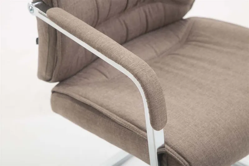 Chaise de visiteur XXL sans roulettes confortable et design en tissu taupe BUR10698