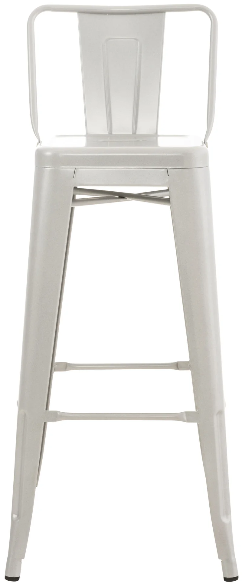 Tabouret de bar x1 design industriel avec dossier et repose-pieds en métal argenté 10_0000662