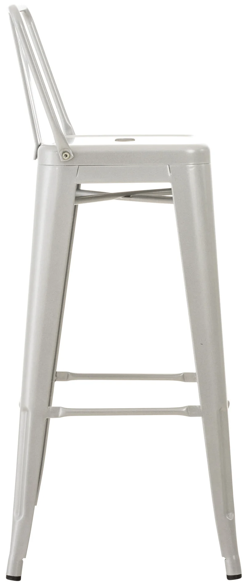 Tabouret de bar x1 design industriel avec dossier et repose-pieds en métal argenté 10_0000662