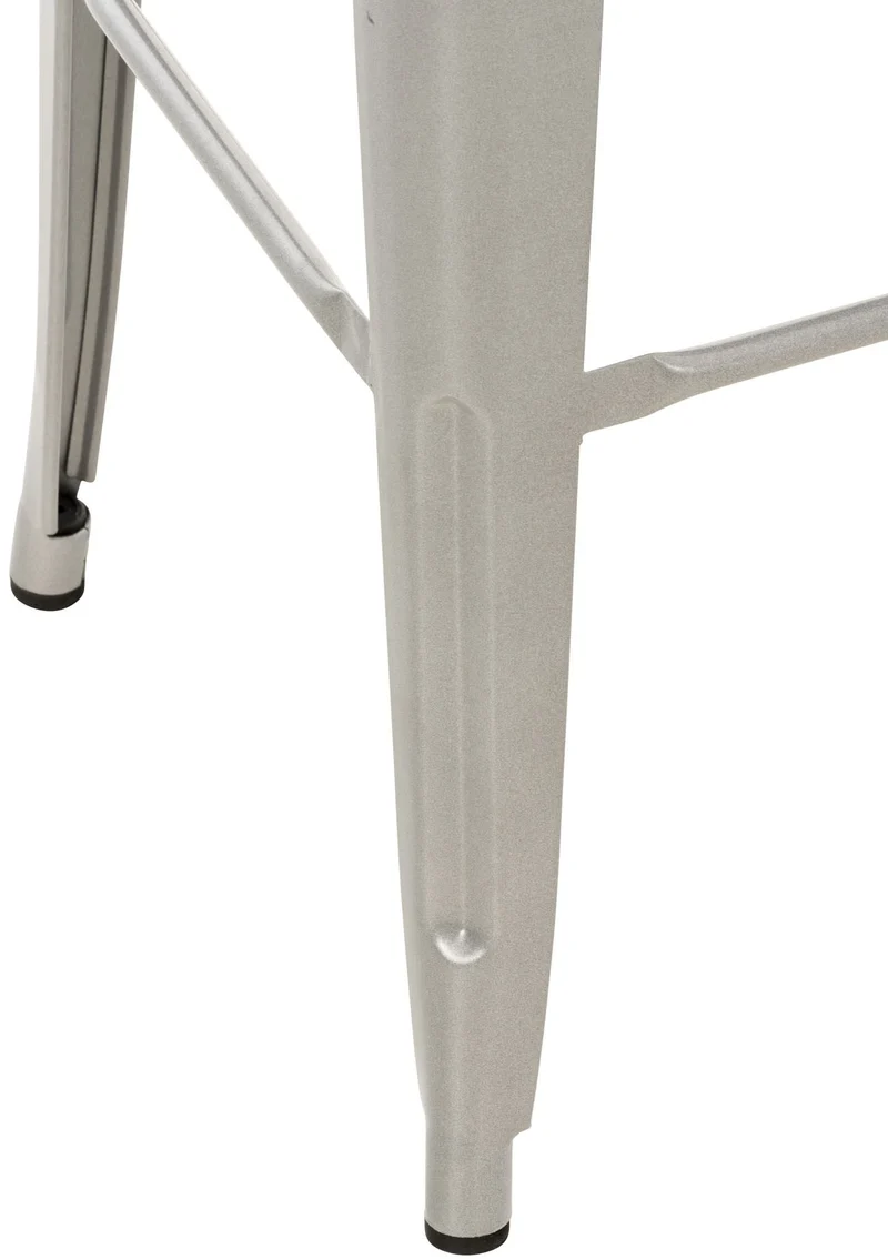 Tabouret de bar x1 design industriel avec dossier et repose-pieds en métal argenté 10_0000662