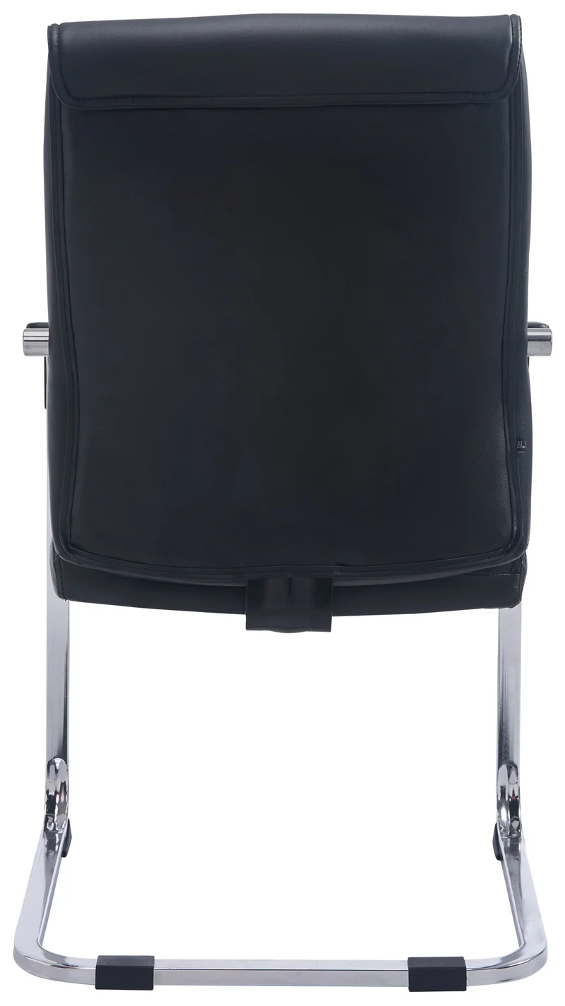 Fauteuil chaise visiteur sans roulettes avec accoudoirs en similicuir noir cadre métallique 10_0006941