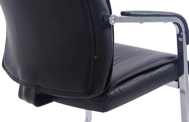 Fauteuil chaise visiteur sans roulettes avec accoudoirs en similicuir noir cadre métallique 10_0006941