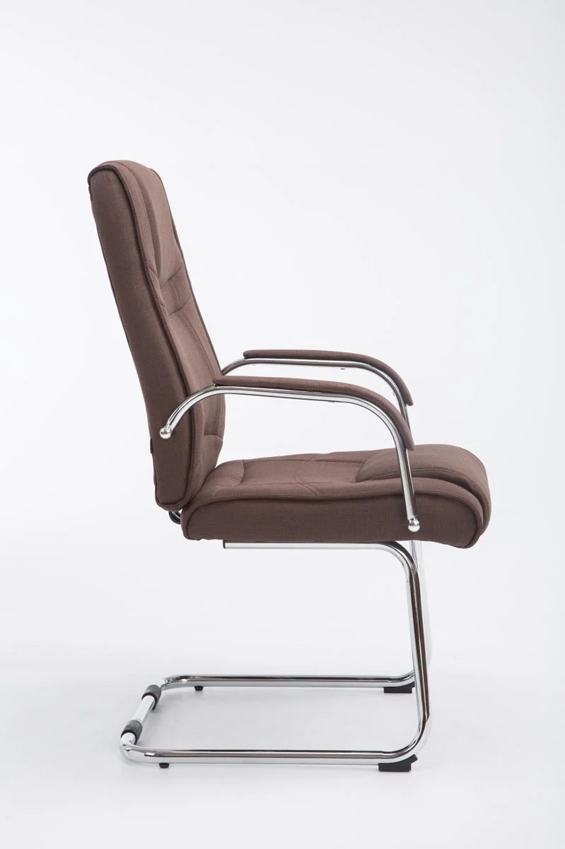 Fauteuil de bureau sans roulettes accoudoirs chaise visiteur charge maximale 180 kg en tissu marron cadre en métal BUR10721