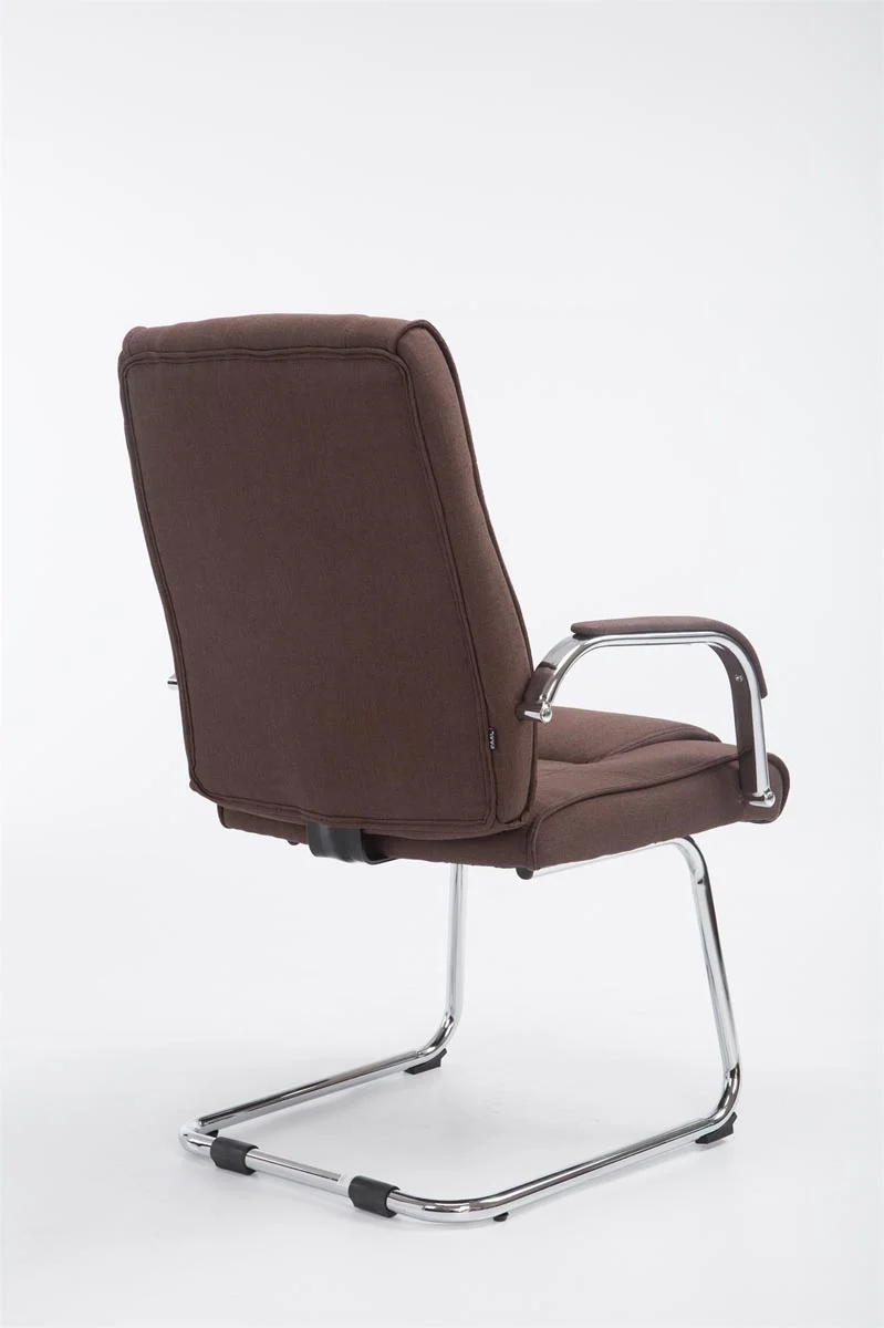 Fauteuil de bureau sans roulettes accoudoirs chaise visiteur charge maximale 180 kg en tissu marron cadre en métal BUR10721