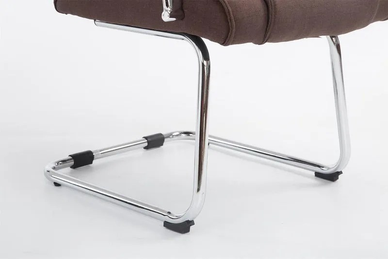 Fauteuil de bureau sans roulettes accoudoirs chaise visiteur charge maximale 180 kg en tissu marron cadre en métal BUR10721
