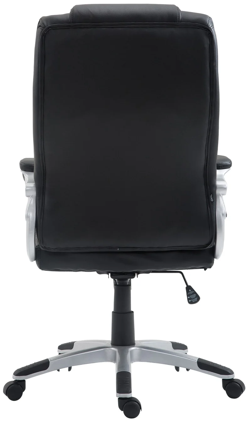 Fauteuil de bureau dossier inclinable hauteur réglable en PVC noir cadre métal 10_0007078