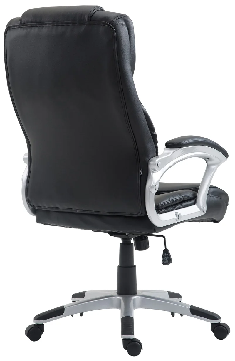 Fauteuil de bureau dossier inclinable hauteur réglable en PVC noir cadre métal 10_0007078
