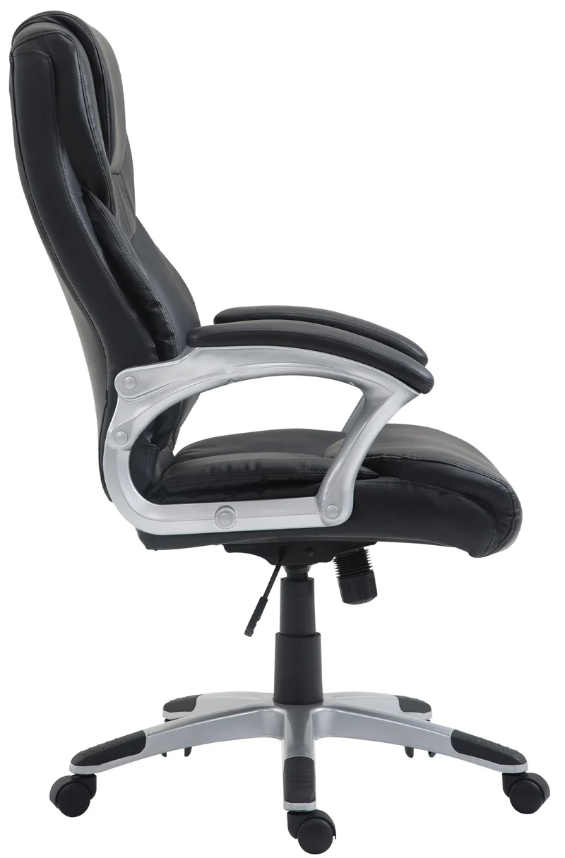 Fauteuil de bureau dossier inclinable hauteur réglable en PVC noir cadre métal 10_0007078