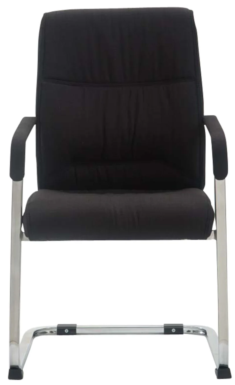 Lot de 2 fauteuils de bureau sans roulettes XXL jusqu'à 260 kg en tissu noir et métal chromé 10_0008463